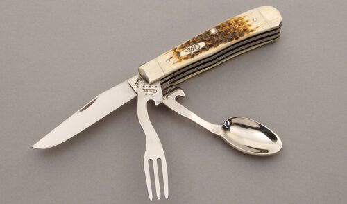 Case Cutlery 6354 Hobo with Amber Jigged Bone handle material - Obverse Side - Item #KLC09353