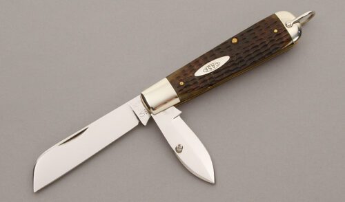 Case Cutlery Whaler Knife with Brown Jigged Bone Scales handle material - Obverse Side - Item #KLC09356