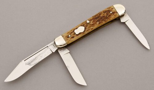 Remington Knives R100A Stockman with Jigged Bone Scales handle material - Obverse Side - Item #KLC09361