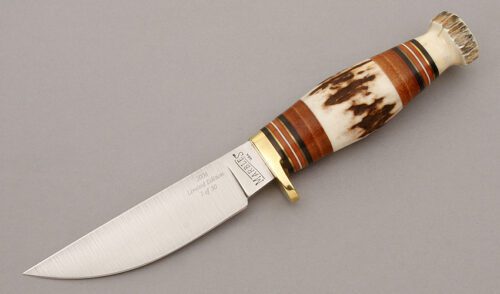 Marble's Knives Plainsman with Stag & Leather handle material - Obverse Side - Item #KLC09375