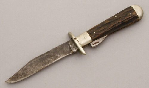 Marble's Knives Safety Folder with Stag Handle Scales handle material - Obverse Side - Item #KLC09376