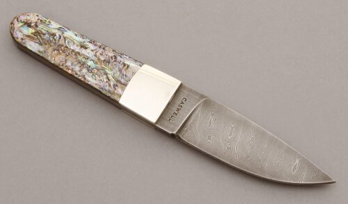 Joe Caswell Small Hunter with Abalone Shell Handle Scales handle material - Obverse Side - Item #KLC09392