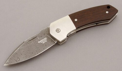 Boker Knives 2013 Annual Damascus Knife with Desert Ironwood Scales handle material - Obverse Side - Item #KLC09394