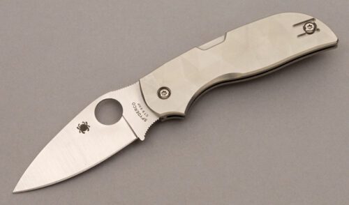 Spyderco Knives Chaparral Midlock Folder with Stepped Titanium handle material - Obverse Side - Item #KLC09404
