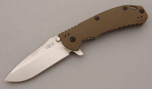 Kershaw Knives Zero Tolerence Hinderer Folder with Dark Earth Brown G-10 handle material - Obverse Side - Item #KLC09413