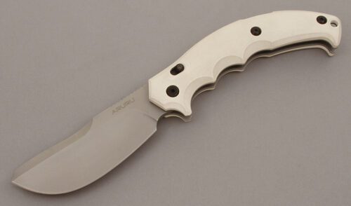 Fox Cutlery Aruru Lockback with White High Pressure Laminate handle material - Obverse Side - Item #KLC09416