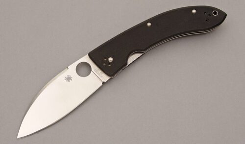 Spyderco Knives Lum Large Chinese Linerlock with Black Textured G-10 Scales handle material - Obverse Side - Item #KLC09417