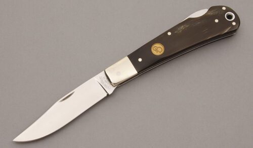 Canal Street Cutlery Squeeze Lockback with Buffalo Horn Scales handle material - Obverse Side - Item #KLC09418