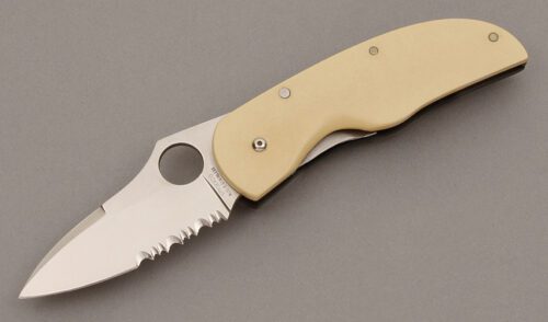 Spyderco Knives C37 Michael Walker Lightweight with Ebony & Ivory Micarta Scales handle material - Obverse Side - Item #KLC09430