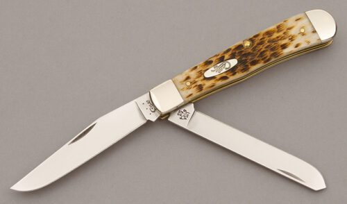 Case Cutlery 6254 Trapper with Amber Jigged Bone handle material - Obverse Side - Item #KLC09440