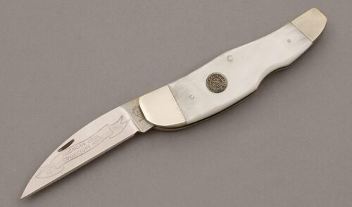 Happy Jack Knives 1988 AECA Club Knife with Imitation Pearl Scales handle material - Obverse Side - Item #KLC09453