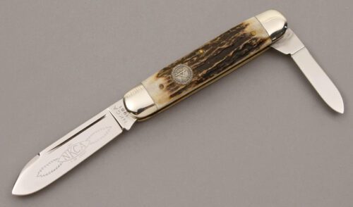 Queen Cutlery 1981 NKCA Club Knife with Stag Handle Scales handle material - Obverse Side - Item #KLC09454