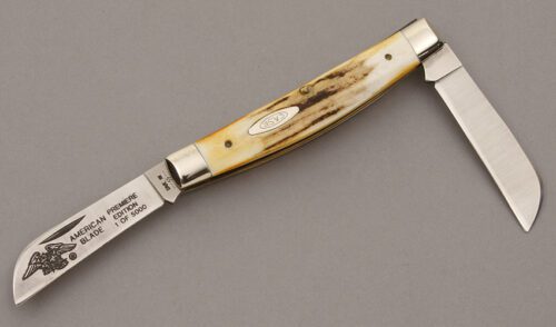 Case Cutlery American Blade Club Congress with Burnt Stag Handle Scales handle material - Obverse Side - Item #KLC09457