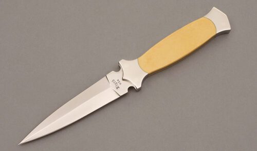 Rigid Knives Vaquero Boot Dagger with Ivory Micarta Handle Scales handle material - Obverse Side - Item #KLC09462