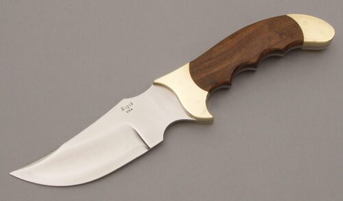 Rigid Knives Caribou Hunter with Mesquite Wood Handle Scales handle material - Obverse Side - Item #KLC09465