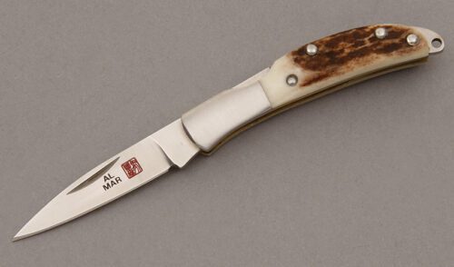 Al Mar Knives 1001S Osprey Midlock with Stag Scales handle material - Obverse Side - Item #KLC09469