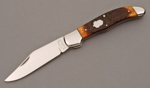 A.G. Russell KCC FH-2 Folding Hunter with Brown Jigged Bone Scales handle material - Obverse Side - Item #KLC09472
