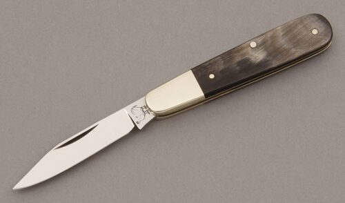 Hen & Rooster Baby Barlow with Buffalo Horn Handle Scales handle material - Obverse Side - Item #KLC09474