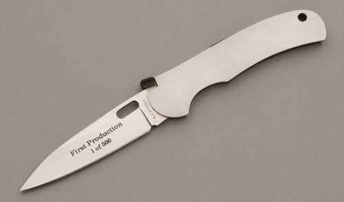 A.G. Russell K-94C One Hand Folder with Stainless Frame handle material - Obverse Side - Item #KLC09476