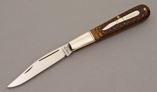 A.G. Russell CM-2 Granddaddy Barlow with Jigged Delrin Scales handle material - Obverse Side - Item #KLC09478