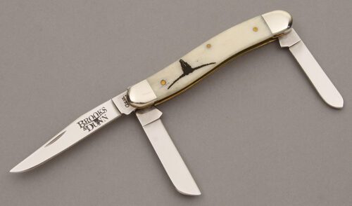 Case Cutlery 6318 Brooks & Dunn Stockman with Smooth Natural Bone Scales handle material - Obverse Side - Item #KLC09480