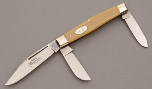 Jim Bowie Knives Jumbo Stockman with Ivory Celluloid Scales handle material - Obverse Side - Item #KLC09486