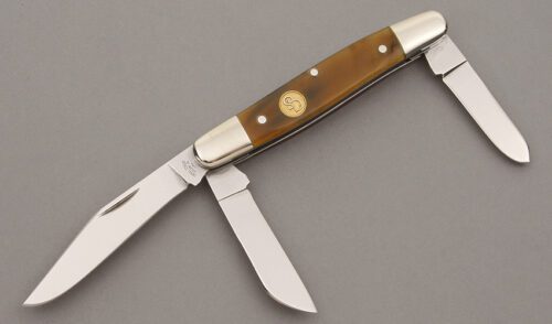 Canal Street Cutlery Trophy Series Stockman with Smooth Rams Horn Scales handle material - Obverse Side - Item #KLC09492