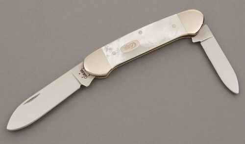 Case Cutlery 82131 SS Canoe with Mother of Pearl Scales handle material - Obverse Side - Item #KLC09495