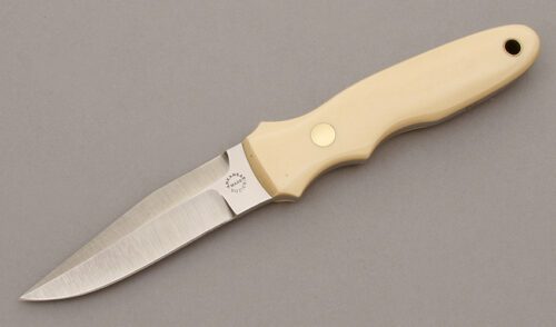 Dozier Knives Arkansas Toothpick with Ivory Micarta Handle Scales handle material - Obverse Side - Item #KLC09513