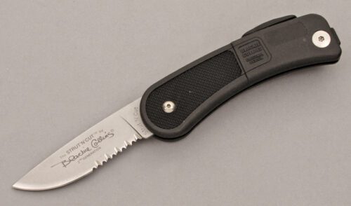 Meyerco Knives Blackie Collins Strut 'N' Cut with Black Zytel handle material - Obverse Side - Item #KLC09521