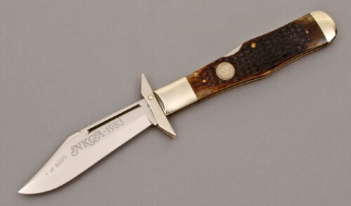Case Cutlery 1983 NKCA Swing Guard Lockback with Jigged Bone Handle Scales handle material - Obverse Side - Item #KLC09526