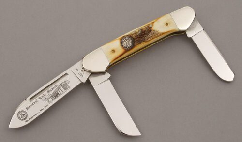 Case Cutlery 1986 Gunboat Canoe with Burnt Stag Handle Scales handle material - Obverse Side - Item #KLC09530
