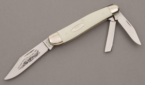 Case Cutlery 1976 NKCA Club Whittler with White Celluloid Handle Scales handle material - Obverse Side - Item #KLC09531