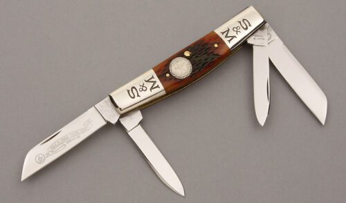 Schatt & Morgan 2005 NKCA Club Congress Knife with Jigged Bone Handle Scales handle material - Obverse Side - Item #KLC09538