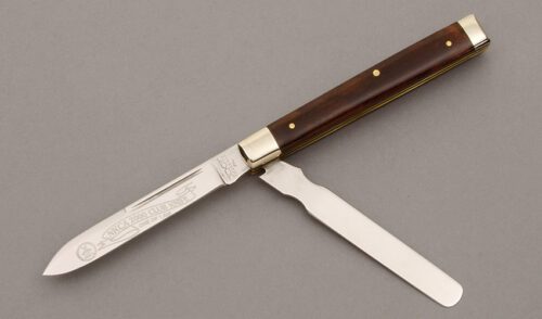 Schatt & Morgan 2000 NKCA Physicians Knife with Smooth Brown Bone Scales handle material - Obverse Side - Item #KLC09544
