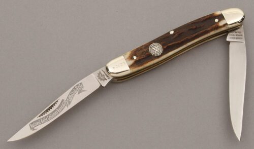 Carl Schlieper Eye Brand 1995 NKCA Club Muskrat Knife with Stag Handle Scales handle material - Obverse Side - Item #KLC09546