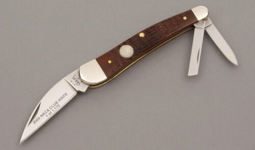 Case Cutlery 2003 NKCA Seahorse Whittler with Brown Jigged Bone Handles handle material - Obverse Side - Item #KLC09551