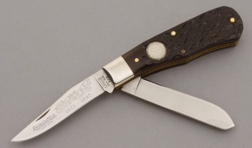 Camillus Cutlery 1997 NKCA Baby Bullet with Brown Jigged Bone Scales handle material - Obverse Side - Item #KLC09557