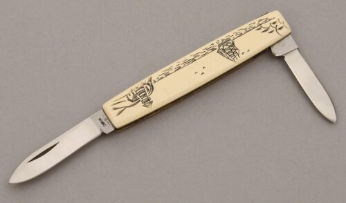 Case Cutlery Two Blade Pen Knife with Biege FRN Handle Scales handle material - Obverse Side - Item #KLC09581