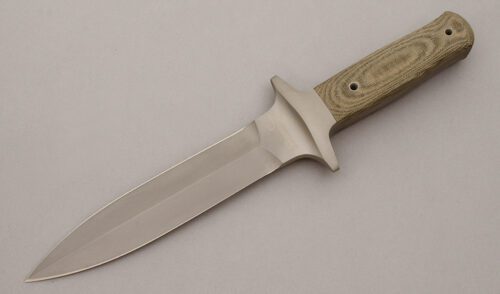 Boker Knives Schanz Integral Dagger with Green Canvas Micarta Scales handle material - Obverse Side - Item #KLC09586