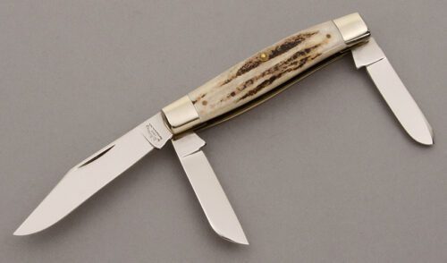 A.G. Russell 3 Blade Stockman with Stag Handle Scales handle material - Obverse Side - Item #KLC09593