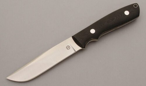 Dozier Knives Wilderness Knife with Black Linen Micarta Scales handle material - Obverse Side - Item #KLC09609