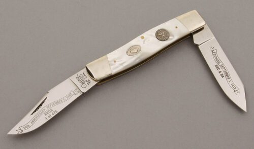 Cripple Creek NKCA 20th Anniversary Moose with Mother of Pearl Handle Scales handle material - Obverse Side - Item #KLC09610