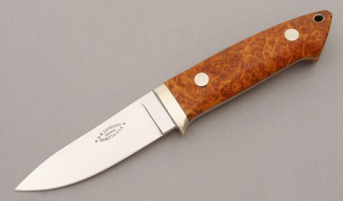 Beretta Knives Loveless Semi Skinner with Chinese Quince Burl Wood handle material - Obverse Side - Item #KLC09621