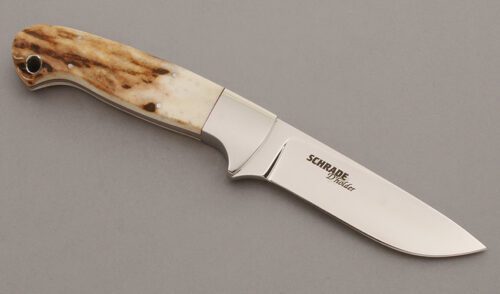 Schrade Cutlery SDH1 D'Holder Millenium Hunter with Sambar Stag Scales handle material - Obverse Side - Item #KLC09623
