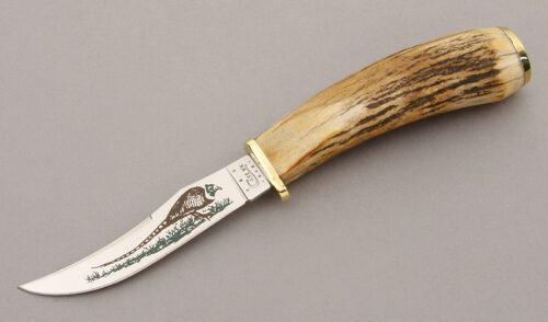 Case Cutlery 523-3 1/4 SS Small Hunter with Stag Handle handle material - Obverse Side - Item #KLC09633