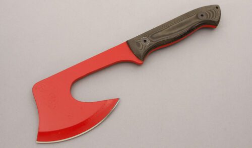 Mineral Mountain Hatchet Pack Axe with Green & Black Canvas Micarta handle material - Obverse Side - Item #KLC09634