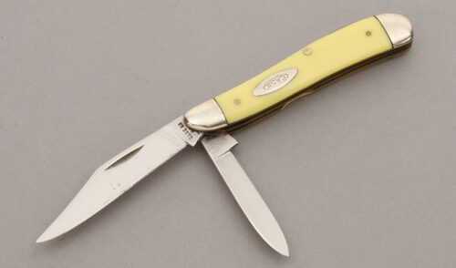 Case Cutlery 3220 Peanut with Yellow Delrin handle material - Obverse Side - Item #KLC09635