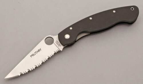 Spyderco Knives C36GSE Military Linerlock with Black G-10 Scales handle material - Obverse Side - Item #KLC09641