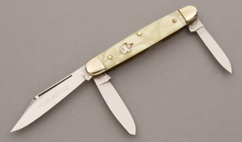 Keen Kutter Model K390P Stockman with Cracked Ice Celluloid Scales handle material - Obverse Side - Item #KLC09650